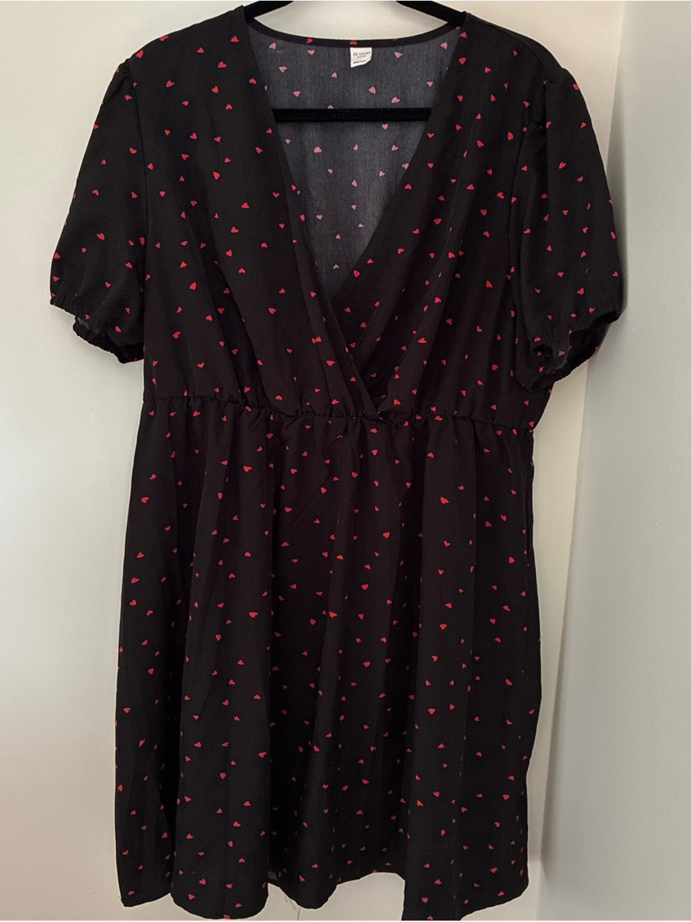 Floerns Plus size Skater Dress Black w/red hearts, cute, trendy, spring, summer